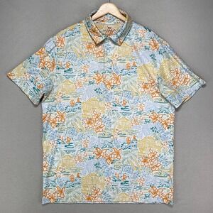 Rorie Whelan Golf Performance Polo‎ Shirt Mens Large Floral Island Tech Stretch